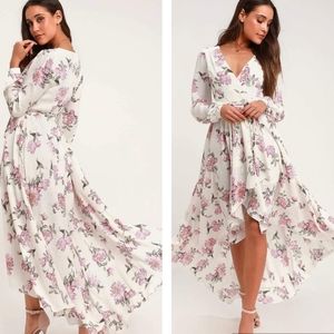 Lulus Floral Print Wrap Maxi Dress